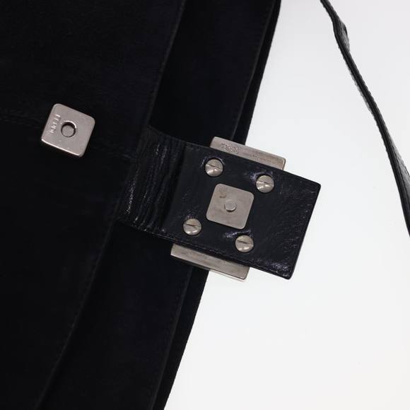 FENDI Mamma Baguette Shoulder Bag Suede Black Auth yk6548 - Picture 10 of 16